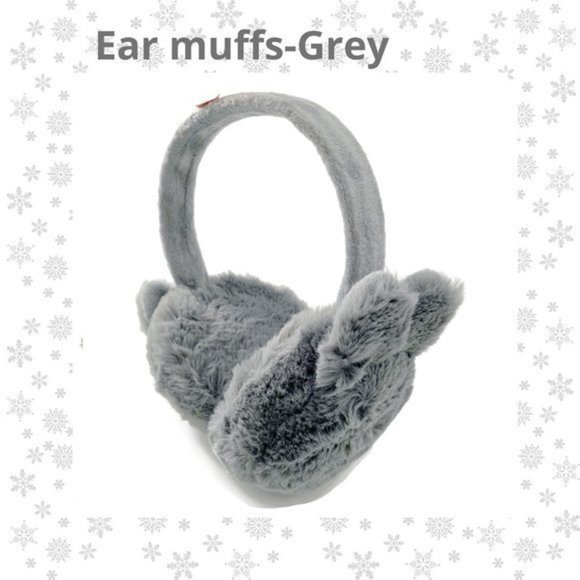 Fuzzy Earmuffs- Grey - Picture 2 of 5